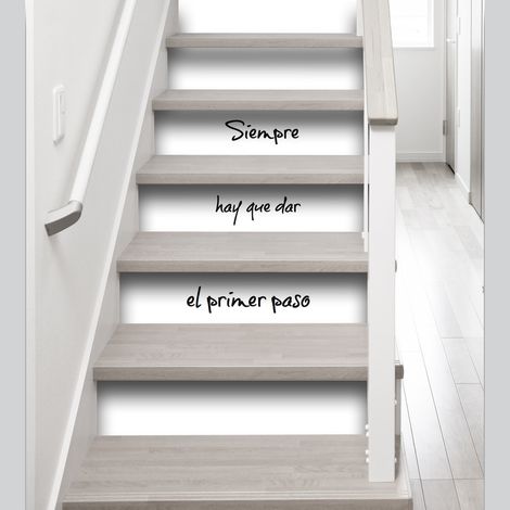 Contremarche adhésive autocollante 19,5 cm X 100 cm, citation espagnole: "Siempre hay que dar el primer paso", x3 -citation espagnole (1/2)