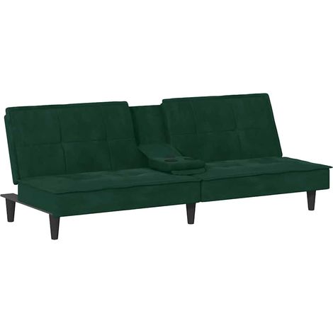 Maison Exclusive - Schlafsofa mit Getränkehaltern Dunkelgrün Samt (1/5)