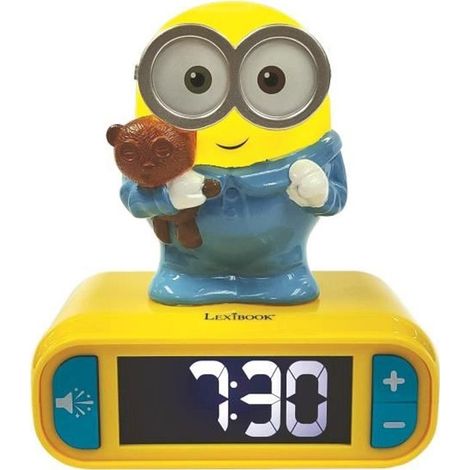 Réveil veilleuse digital LEXIBOOK - Les Minions - 3D lumineux et sonore - Jaune et bleu - Enfant (1/5)