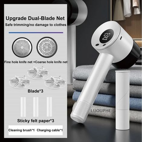 (Deux lames) Boule de rasage électrique 39 W pour vêtements, rechargeable, avec épilateur intégré. (1/5)