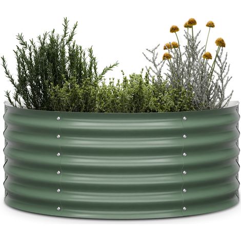 Blumfeldt hochwertiges High Grow Halbkreis Gartenhochbeet - robuster, verzinkter Stahl mit Rost- & Frostschutz - 105x60x43 cm - einfache Montage fur praktischen Bio-Gemuseanbau im eigenen Garten
