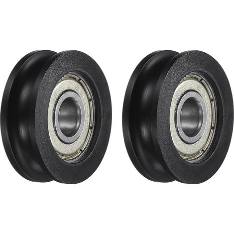 2Pcs U608ZZ Pom Poulie Roulement à Billes à Gorge en U 8 X 30 X 10mm Roue de Rouleau à Gorge en U Roulements en Acier Chromé, Noir (1/4)