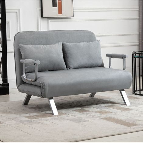 sofá cama reclinable gris claro poliéster 111 cm OKMYHOME (1/4)