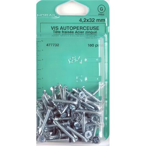 Blister de 100 vis autoperceuses tête fraisée PH 4,8 x 50,8 mm - Zingué - VAFFC4850802BCP100