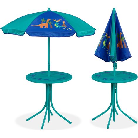 Salon de jardin enfant mobilisable extérieur 53 x 49,5 x 87,5 cm design original pratique en plastique bleu (1/5)