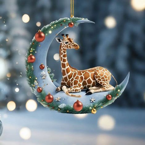 Pendentif Girafe - Décoration Arbre De Noël Pendentif Voiture Fête De Fin D Année - Lot De 1 (1/5)