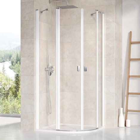 Ravak Chrome - Cabine de douche quart de cercle, CSKK4 mm, 880-900 mm, blanc/verre transparent 3Q170100Z1 (1/3)