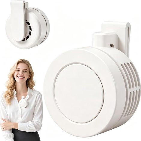 Mini ventilador, Ventilador de mano, 3 velocidades, Recargable por USB, Ventilador portátil con clip, Ventilador silencioso, Blanco (1/5)