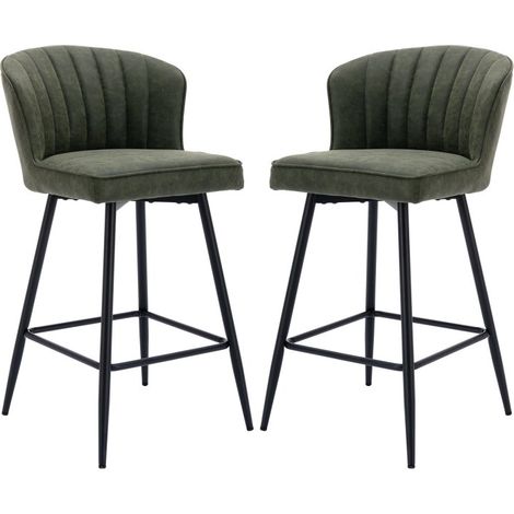 Wahson Taburetes altos Juego de 2, Moderna Taburetes de Bar de Terciopelo, Altas de Bar con Respaldo para Desayuno Retaurante, Verde
