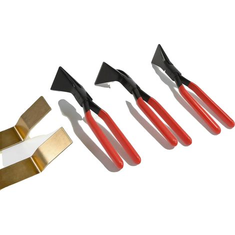 Ensemble de plieurs de métal, acier au carbone durable, ensemble de 3 pièces, têtes droites et angulaires, taille compacte, léger (1/5)