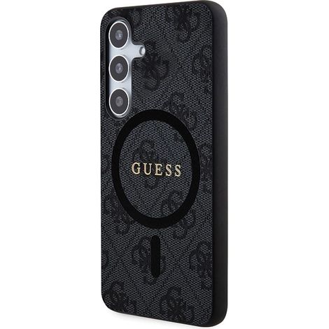 Guess GUHMS24SG4GFRK S24 S921 schwarzes/schwarzes Hartschalenetui 4G Kollektion Leder Metall Logo MagSafe (1/5)