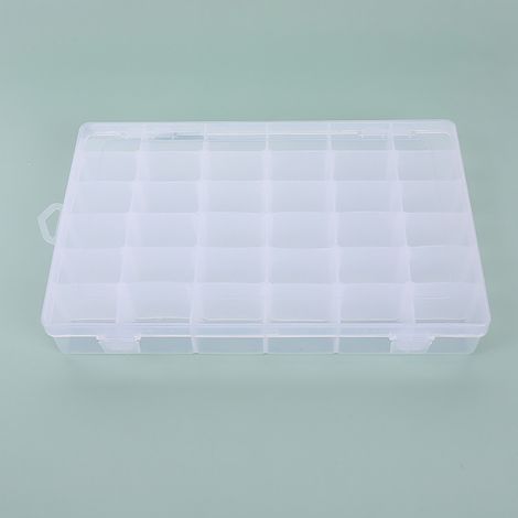 Boîte à bijoux transparente à 36 compartiments avec séparateurs amovibles, étui de rangement portable en plastique transparent pour boucles d'oreilles, bagues et perles (1/5)