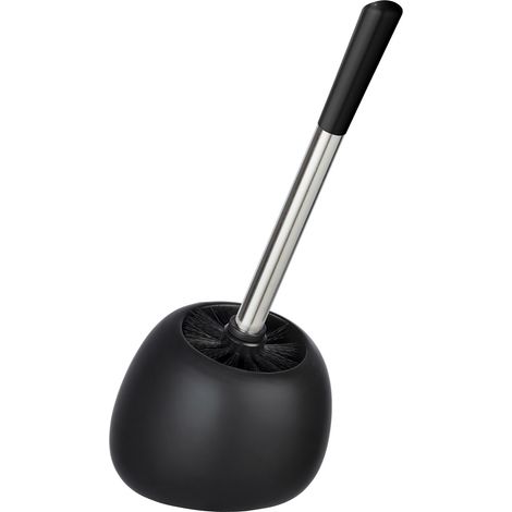WENKO Porte Brosse WC céramique Polaris, Brosse WC noire, Céramique, 5x36x14,5 cm, noir mat (1/6)