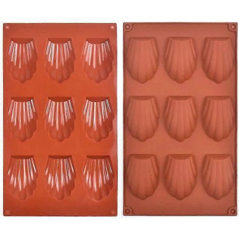 Silikon-Madeleineform, 2er-Set, 9 antihaftbeschichtete Mulden, 29 x 17 cm Backblech für Gebäck und Desserts. (1/4)