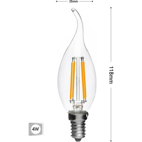 Lampadina Led Soffio Di Vento 4w Filamento Trasparente E14 4 W C35a-tc