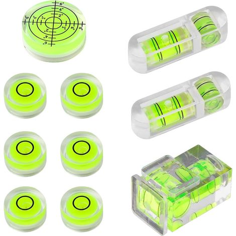 10 Pièces Mini Niveau à Bulle Rond et Carré - Niveau Horizontal de Précision 16 mm/32 mm pour Trépied Universelle à Bulle Caravanes Caméra Trépied Phonographe (1/5)