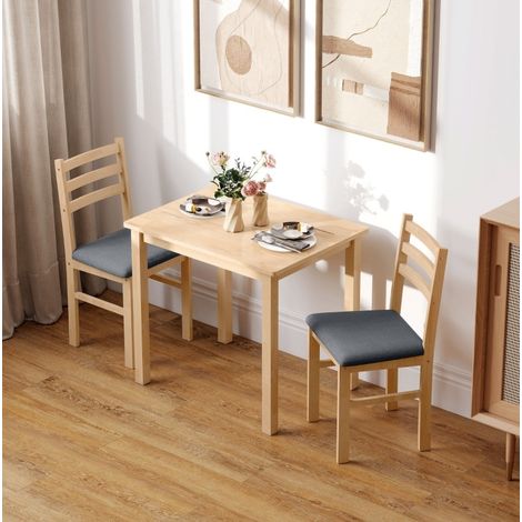 table repas cuisine 2 chaises set compact bois naturel OKMYHOME (1/4)