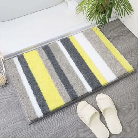 Green Mobility-Tapis de Bain Antidérapant Lavable en Machine 40x60x3 cm, Tapis de Douche Ultra Doux Absorbant Épaissi Decoration Salle de Bain Microfibre, Jaune (1/5)