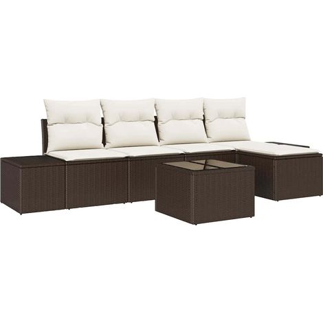 Maison Exclusive - Sofa Set mit Kissen 6 pcs Braun Poly Rattan