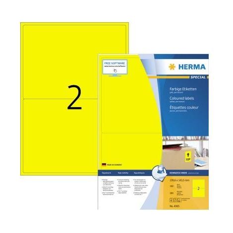 HERMA Etiketten A4 gelb 199,6x143,5mm Papier matt 1400 St. (4565) (1/5)