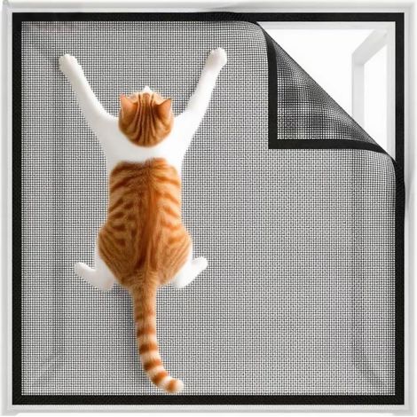 (130 x 150 cm) Moustiquaire pour fenêtre Noir Anti Chat sans perçage Grille de fenêtre Stable pour Toutes Les fenêtres de Toit Fly Net and Mosquito Net for Windows (1/5)