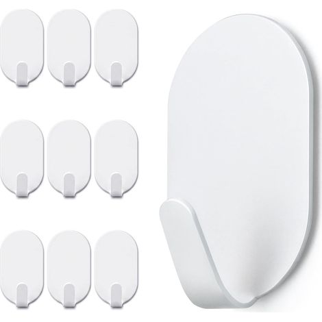 Lot de 10 crochets autocollants extra forts pour cuisine, salle de bain, évier – En acier au acier inoxydable SUS430 étanche – Crochets pour serviette (1/3)