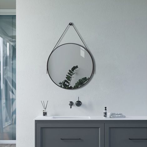 Signature Molly Round Bathroom Mirror 600mm Diameter - Matt Black (1/5)