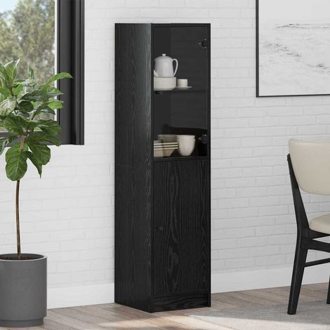 Highboard Schwarz Eichen-Optik 35 x 37 x 142 cm Holzwerkstoff