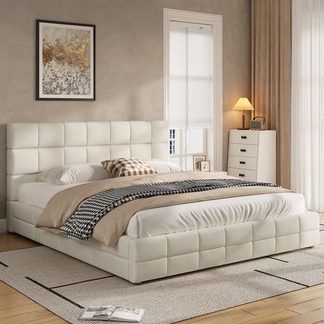 Letto matrimoniale imbottito con testiera 180x200 OKMYHOME (1/5)