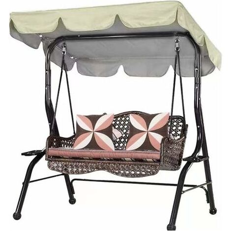 1 Toit de rechange balançoire, Tissu Oxford 210D imperméable, Anti-UV, Pour jardin trois places 164x114x15cm (1/5)
