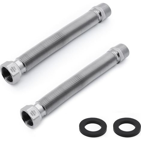 2 pièces Tuyau Flexible Ondule en Acier Inoxydable de 3/4" 20/27 - Longueur Réglable de 200 à 400 mm - Tuyau de Raccordement Universel en Acier Inoxydable (1/5)