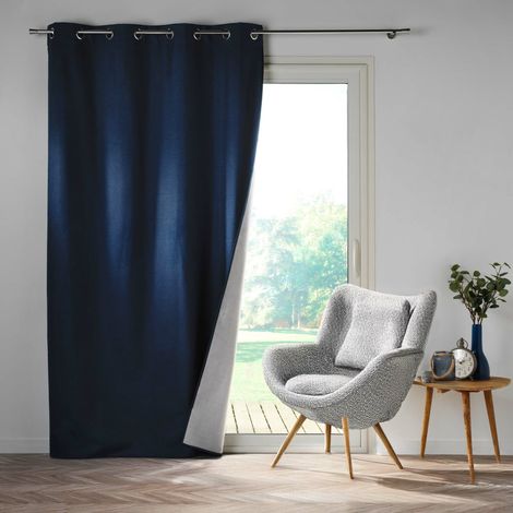 Rideau à Œillets 140 x 260 cm – 100 % Occultant / Chambray Uni – Crépuscule Bleu (1/5)
