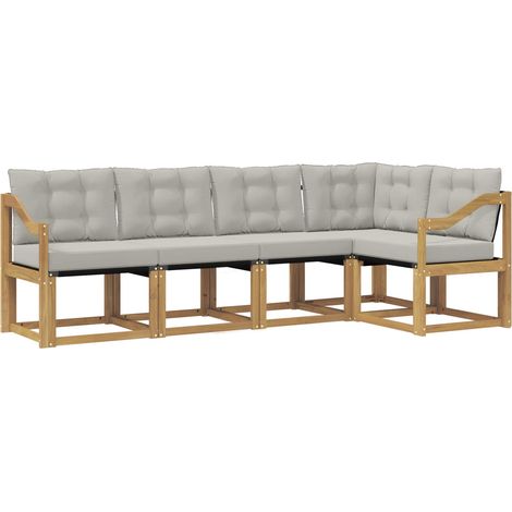 Set di divani da esterno 5 pz Salotto da Giardino Bianco e Grigio Chiaro (1/5)