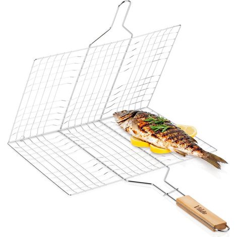 Grill Basket with Wooden Handle, 40x30 cm Metal (1/5)