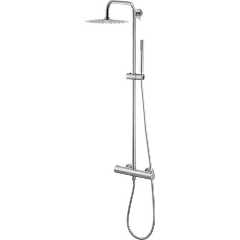 Saliscendi Asta con Miscelatore Soffione e Doccetta in Acciaio Inox Satinato Nilo (1/2)
