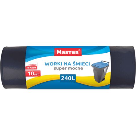 Sacs poubelle Master Mega Durable 240L Noirs, lot de 10 (1/3)