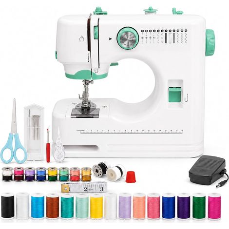 Petite machine à coudre, mini machine à coudre électrique portable pour débutants, 12 programmes de couture, éclairage, kit d'accessoires 42 pièces, idéal pour les voyages (1/5)