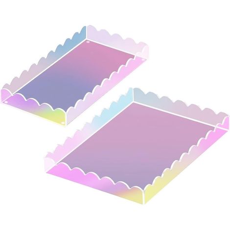 Plateau en Acrylique - 2 Pièces Plateau Festonné de Rangement - Porte - (1/5)
