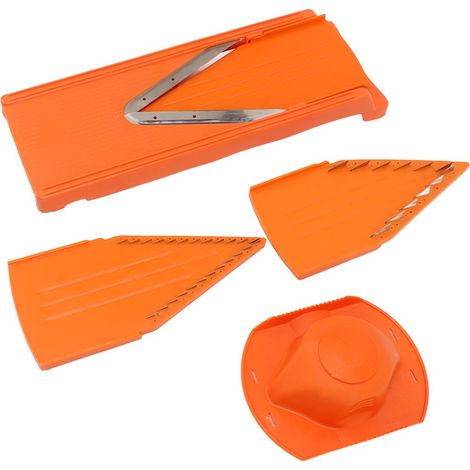 Affettatrice a mandolina con lama a V, affettatrice manuale per verdure, utensile per cucinare verdure con protezione per le mani in acciaio inox. (1/4)