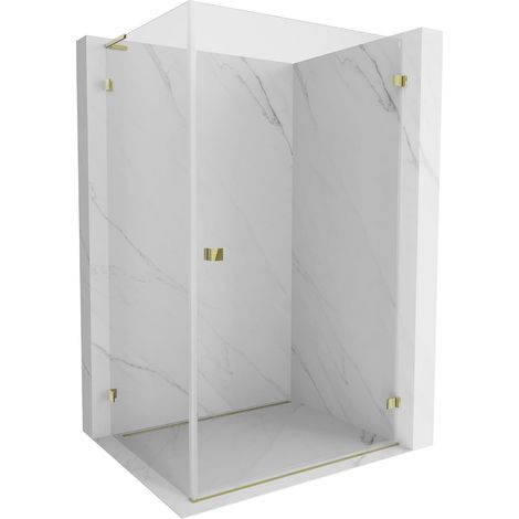 Mexen Lunar-B L Duschkabine schwenkbar rechts 100 x 90 cm, transparent, gold - 832L-100-090-50-00-P (1/5)
