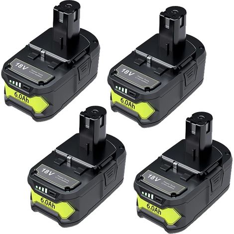Batterie, capacité 6Ah, 18V Lithium-Ion, compatible avec Ryobi, 4 batterie (1/2)