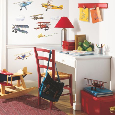 Stickers - Cartes avions à hélices colorés Vintage - Hauteur 45,7 cm (1/5)