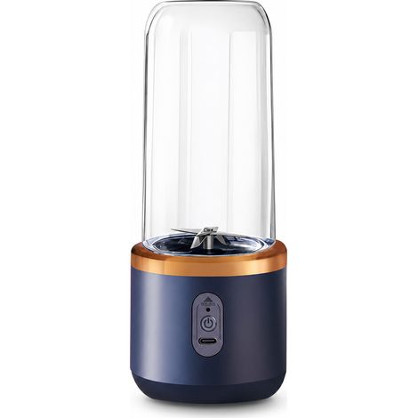 Blender portable électrique bleu, gobelet individuel, 6 lames, 40 W, batterie 1500 mAh, recharge USB-C (1/5)