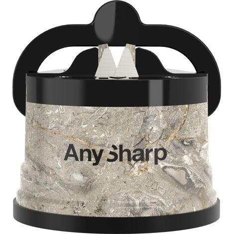 AnySharp Affilacoltelli, Sicurezza Mani Libere, Potente Suzione PowerGrip, Affila Sicuramente Tutti i Coltelli da Cucina, Ideale per Acciaio Temperato e Dentati, Il Migliore del Mondo, Pietra (1/5)