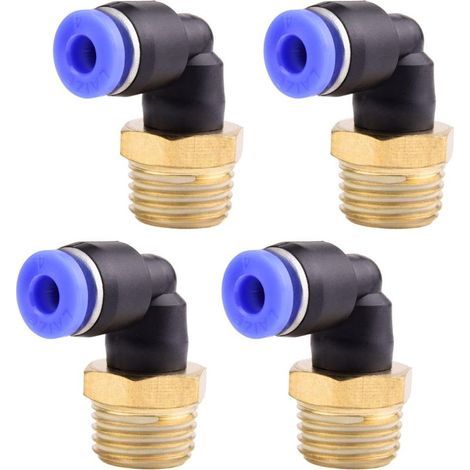 Raccordo pneumatico ad angolo di 90° con filettatura interna, attacco rapido, compatibile con tubi a innesto rapido, attacco per aria compressa – confezione da 4 (4 mm 1/4") (1/5)
