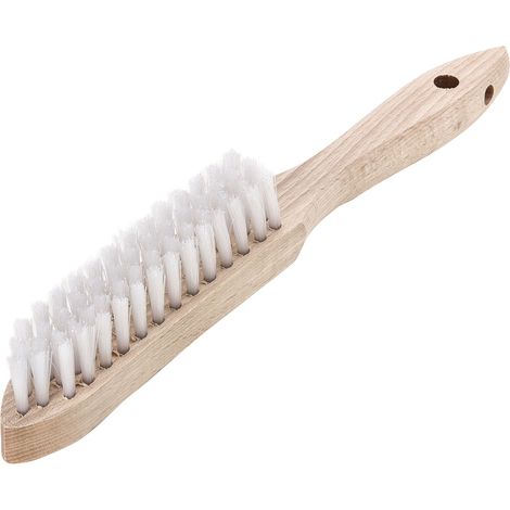 Lessmann 109.441 Handbürste, Handstielbürste Holzgriff Industriequalität, Reinigungsbürste Schrubber Polierbürste + langlebig + Polyamid, 4-reihig, 290x25 mm