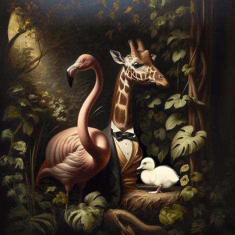 Papier peint panoramique - Jungle Animaux - 130 cm x 130 cm (1/2)