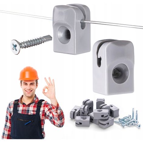 ŒILLET GRIS pour fil de tension de grillage pour poteau, lot de 100