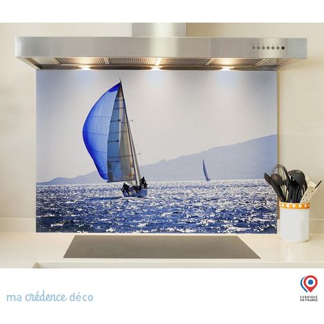 Fond de hotte : Mer et bateau 2 - Verre trempé - 90 cm - 60 cm (1/5)