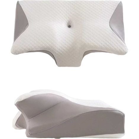 Schmetterlingsförmiges Kissen aus langsam zurückfederndem Memory-Schaum in Baumwollform, das einem Horn ähnelt und den Schlaf fördert sowie den Nacken schützt. Druckfreies Memory-Schaum-Kissen.